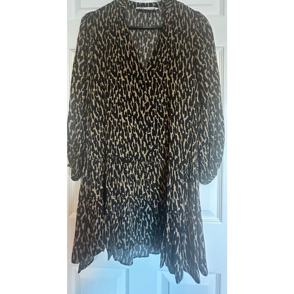 Zara "The Claris" Leopard Print Button Front Ruff… - image 7